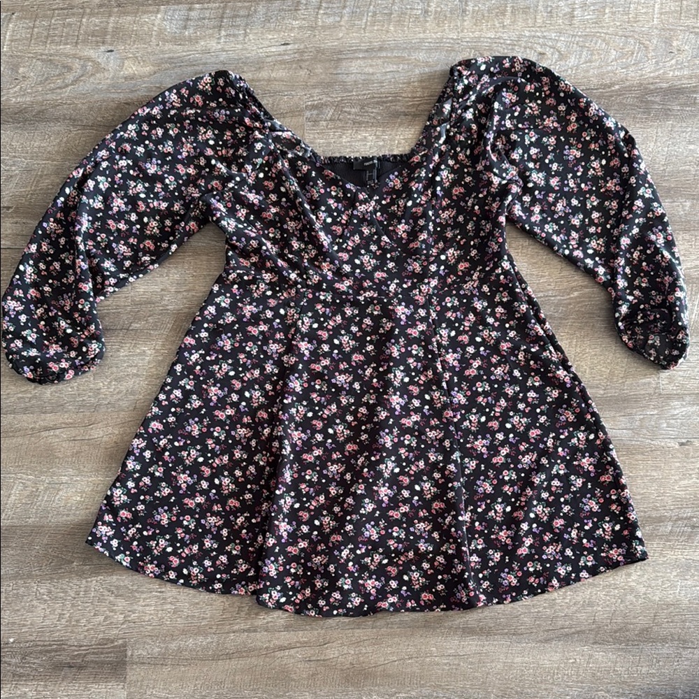 Floral Black Mini Dress Forever21+ 2X